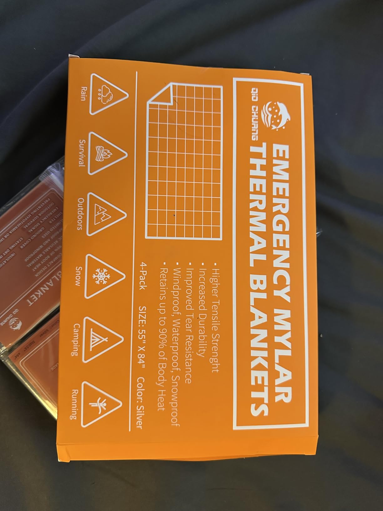 QIO CHUANG Emergency Mylar Thermal Blankets 4 Packs Survival Kit 84''x55'' customer photo 1