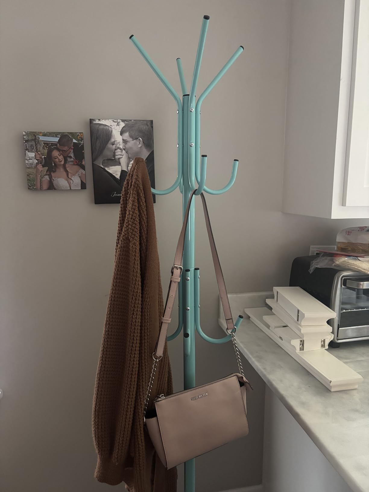 Simple Houseware Standing Coat/Hat Hanger Organizer Rack, 12 Hooks, Bronze customer photo 1