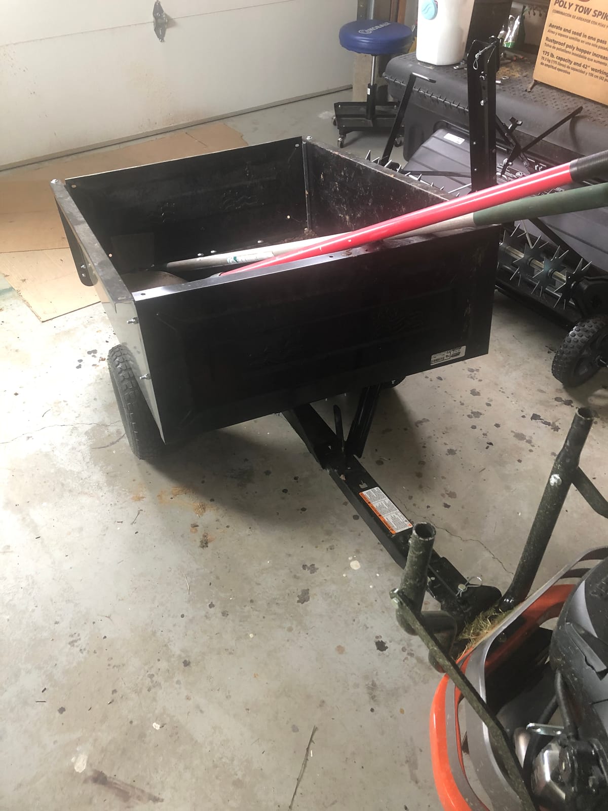 Agri-Fab 45-0533 650 lbs Tow Behind Poly Dump Cart, 10 CU. FT.; Lawn & Garden Cart/Trailer for Lawn Mowers, 16