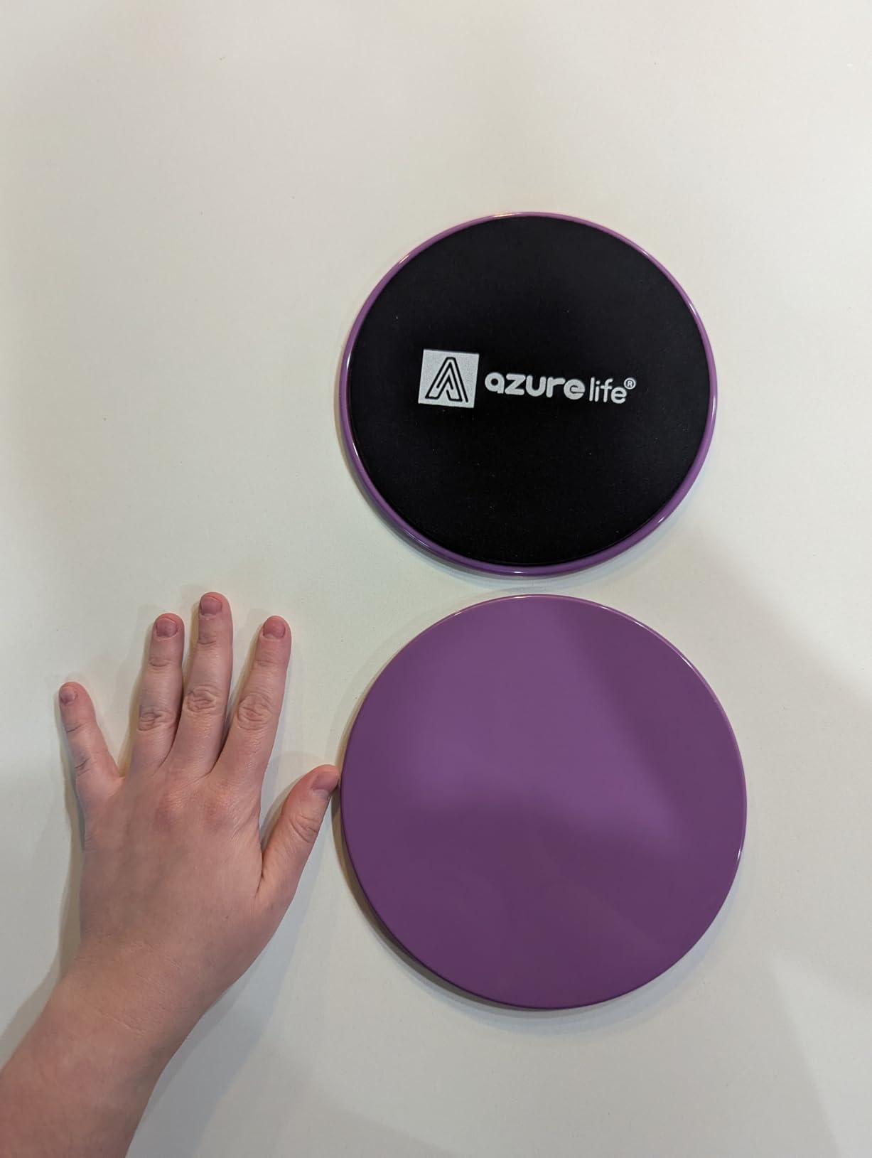 A AZURELIFE Exercise Core Sliders, Dual Sided Exercise Gliding Discs Use on Carpet or Hardwood Floors, Light and Portable, Perfect for Abdominal&Core Workouts customer photo 2