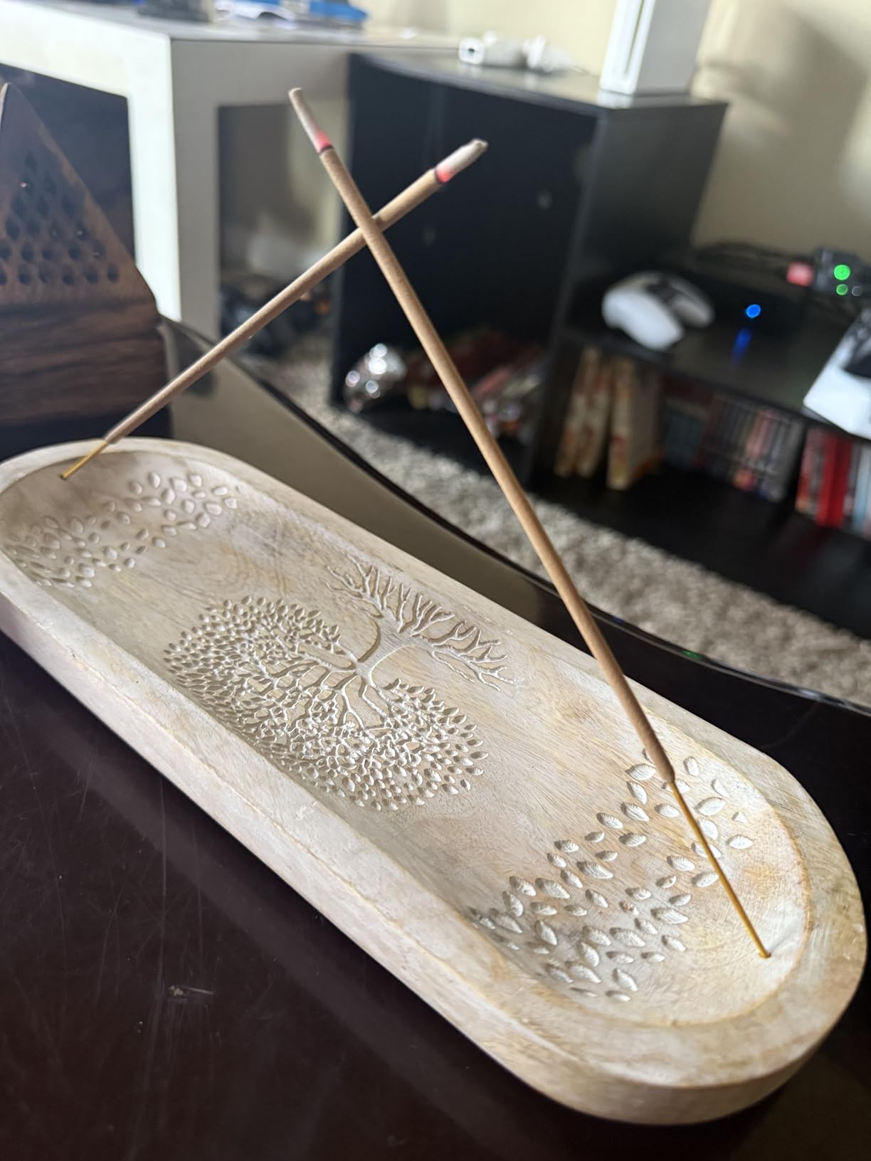 raajsee Wooden Brown Incense Holder -Incense Burner Holder –Ash Catcher - Incense Stick Holder - Meditation & Yoga - Great Gift for Any Occasion Size 11x4 inch customer photo 1