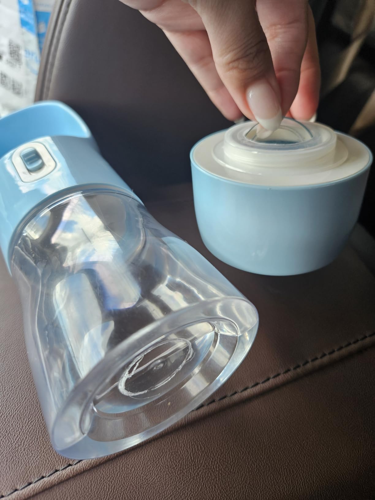 Portable Dog Water Bottle with Food Container Dishwasher Safe-Pink customer photo 2