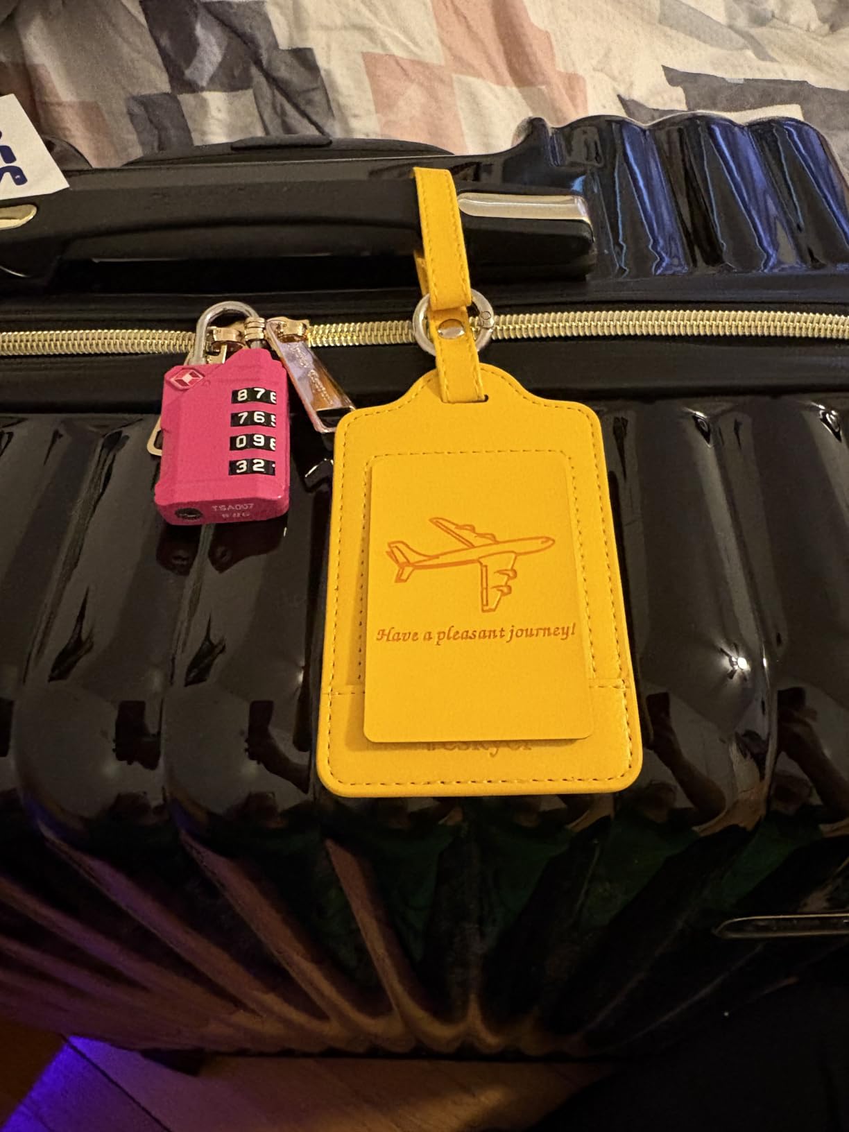 Teskyer Leather Luggage Tags for Suitcases, 3 Pack, Black customer photo 1