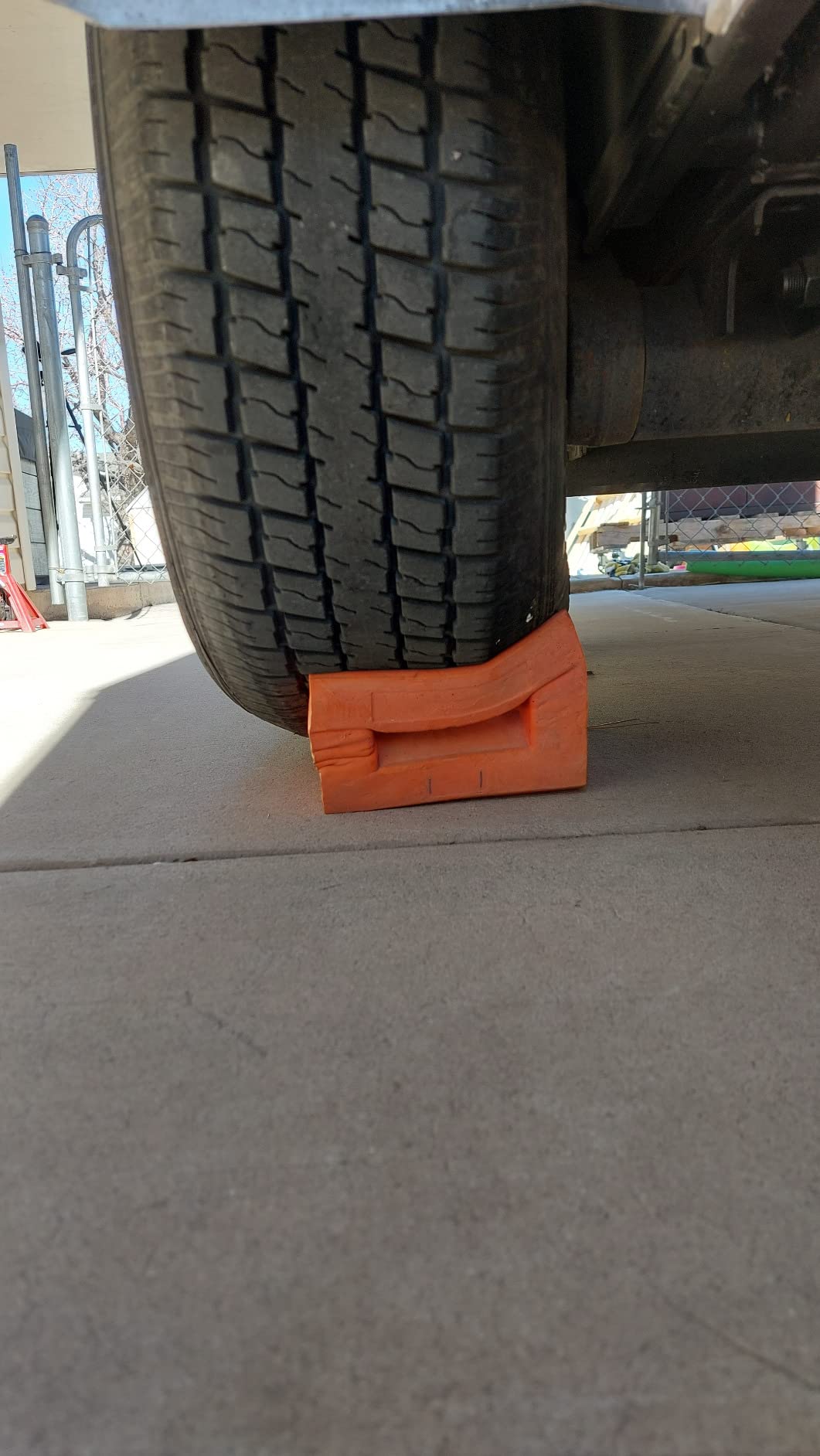 SECURITYMAN Heavy Duty Wheel Chocks (2 Pack) - Durable, Non-Slip, Solid Rubber Wheel Chocks for Boat Trailers, RV, Truck, Camper - Perfect on All Surfaces and in All Weather - Orange… customer photo 2