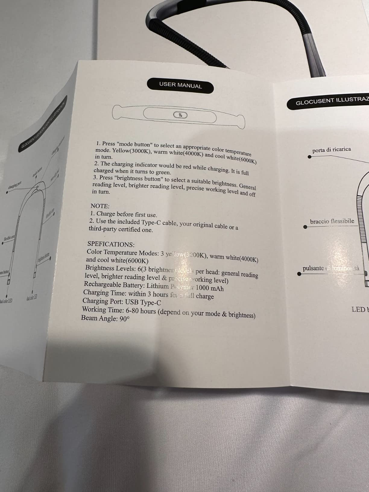 Glocusent Reading Light,Bendable Neck Light,80-hr Rechargeable Book Light customer photo 1