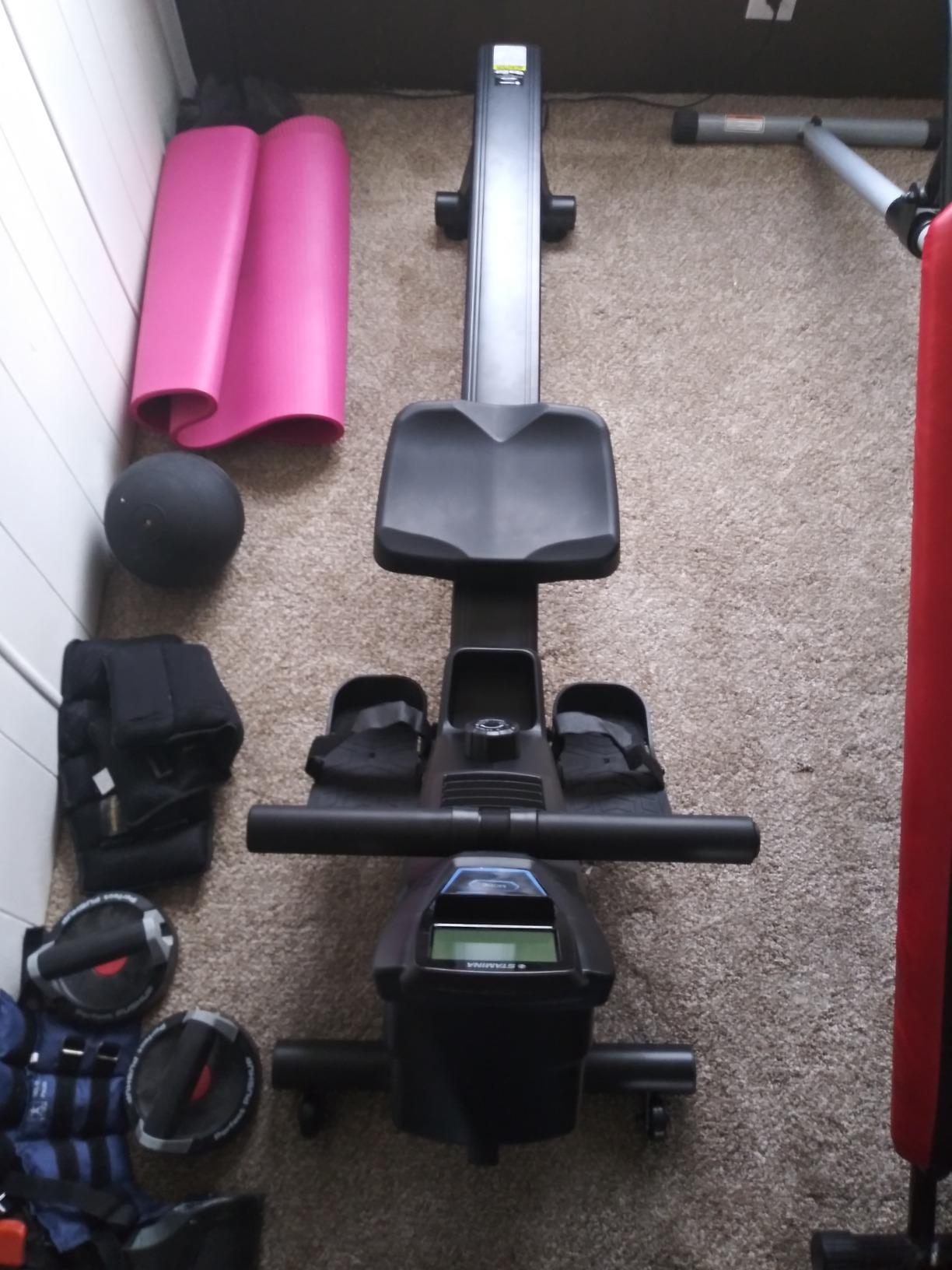 Stamina Dual Air and Magnetic Resistance Rowing Machine w/Fitness Coaching App - 8 Levels Magnetic & Air Resistance, LCD Monitor - Compact Rowing Machines for Home Use customer photo 1