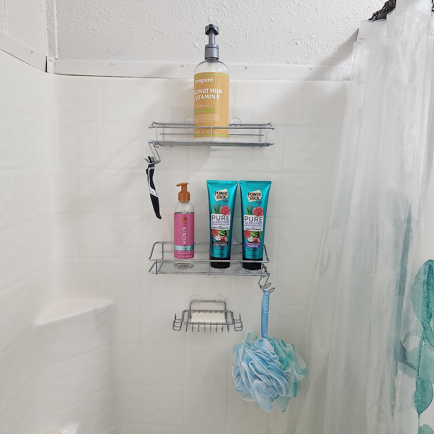 Nieifi Shower Caddy Adhesive, Shower Shelves, Shampoo Holder for Bathroom customer photo 1