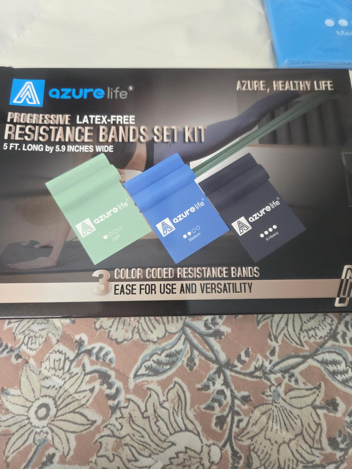A AZURELIFE Resistance Bands,Professional Long Non-Latex Elastic Stretch Bands,Exercise Bands for Physical Therapy, Yoga, Pilates, Rehab, at-Home or The Gym Workouts, Strength Training customer photo 2