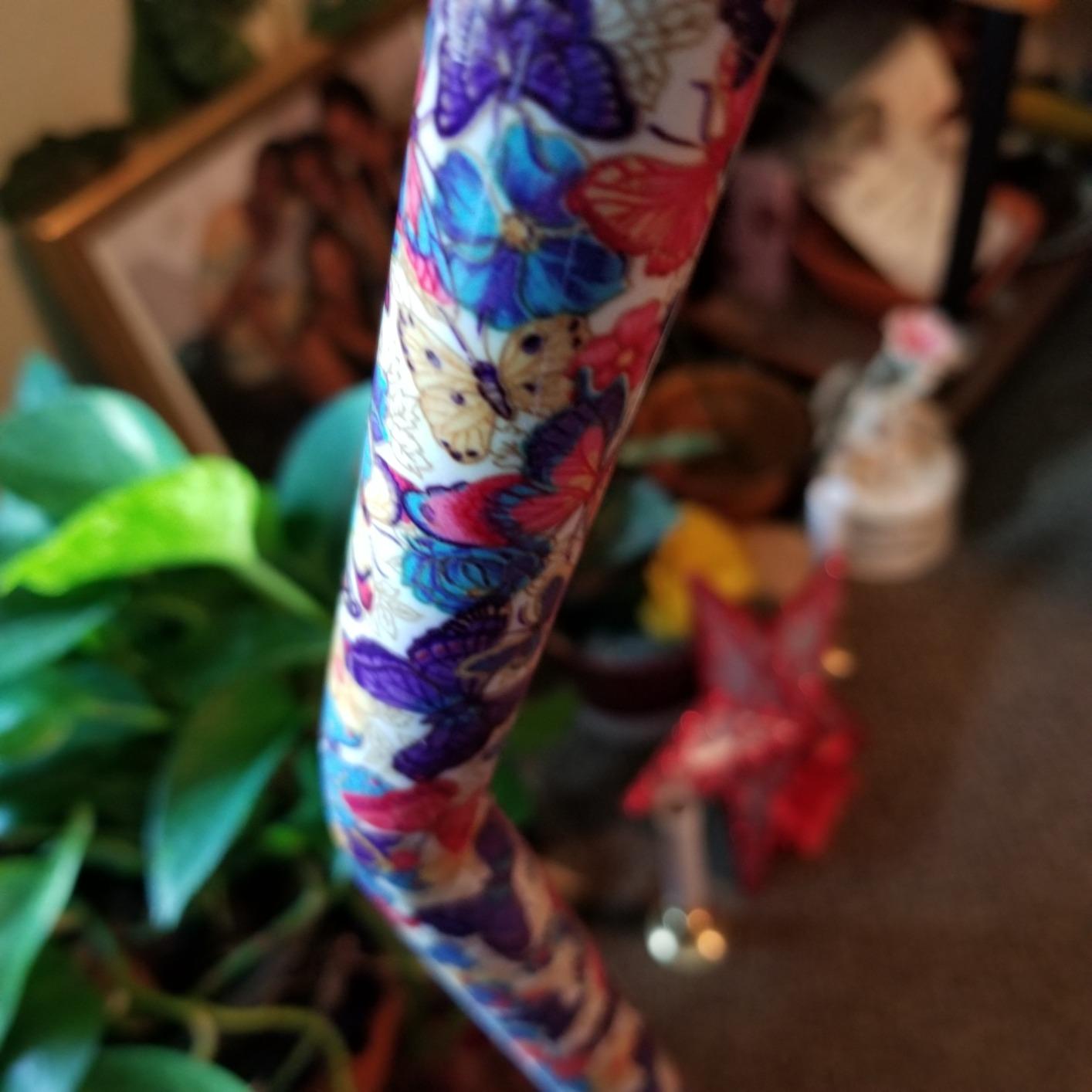 Nova Joy Designer Offset Quad Cane for Seniors - Unisex Adjustable Lightweight Walking Aid with Foam Handle, Wrist Strap and Anti-Rattle Lock - Essential Mobility Support - Proud Peacock customer photo 1