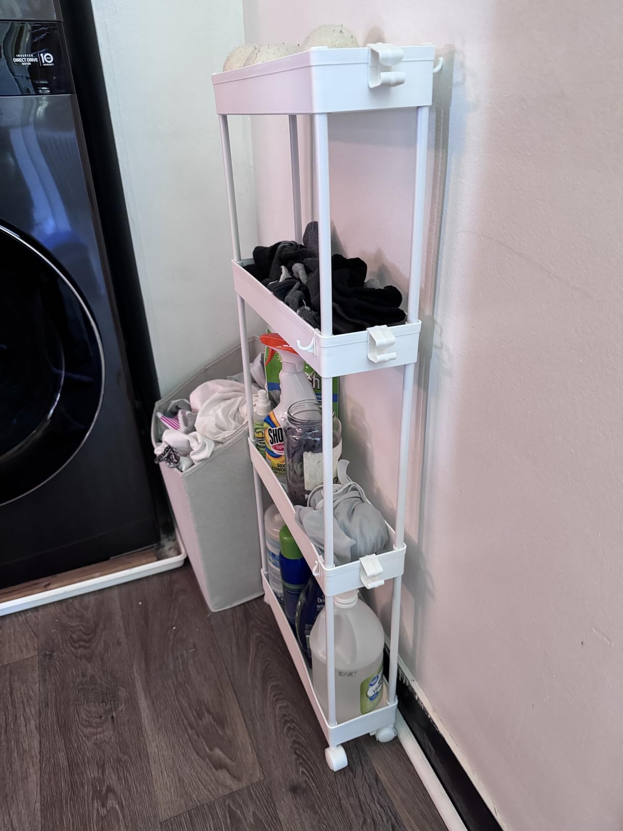 SPACEKEEPER Slim Rolling Storage Cart, 4 Tier Bathroom Cart Organizer,Black customer photo 1