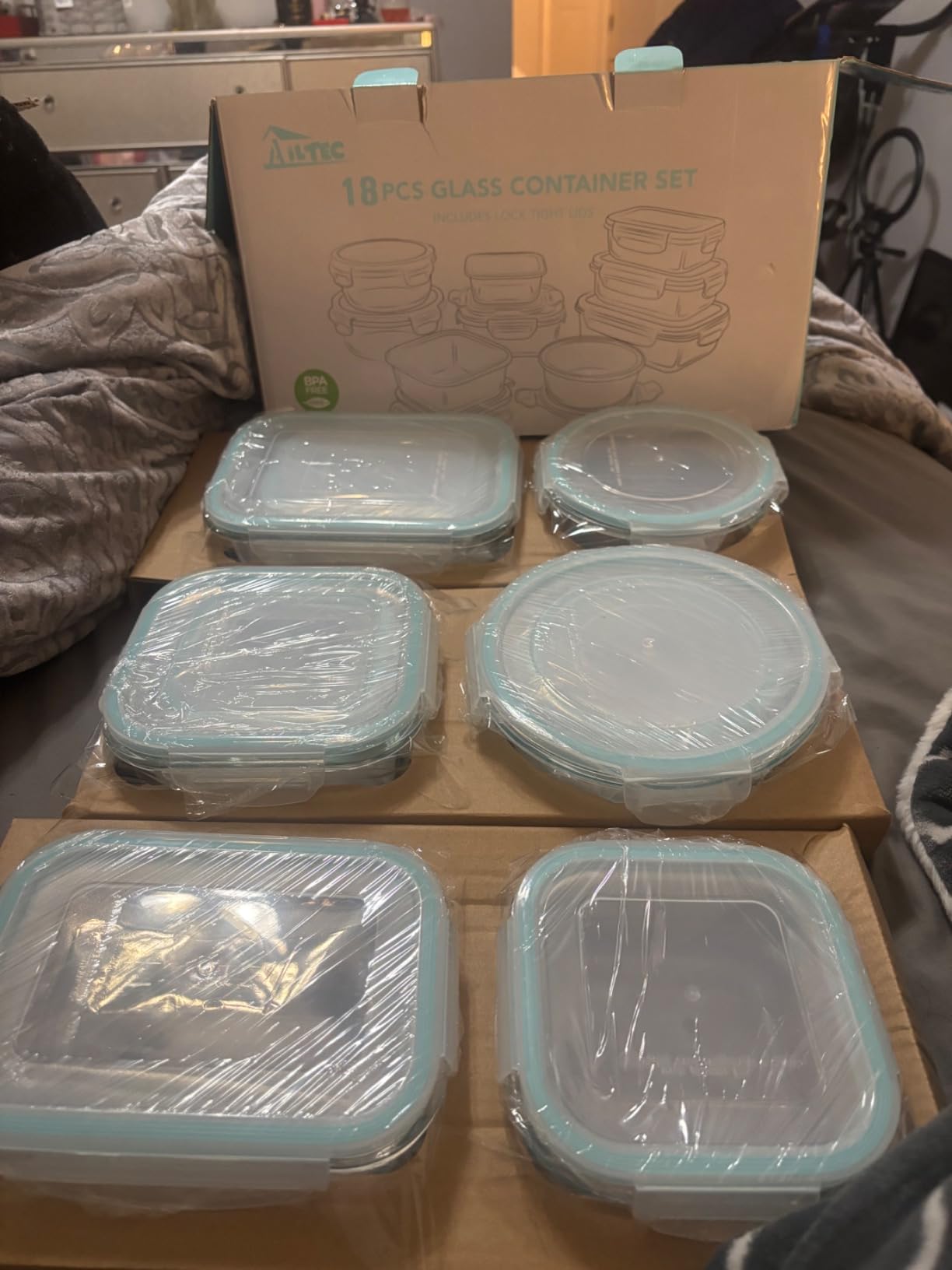 AILTEC Glass Food Storage Containers with Lids 9 Pack, 3 Shape Airtight Set customer photo 1