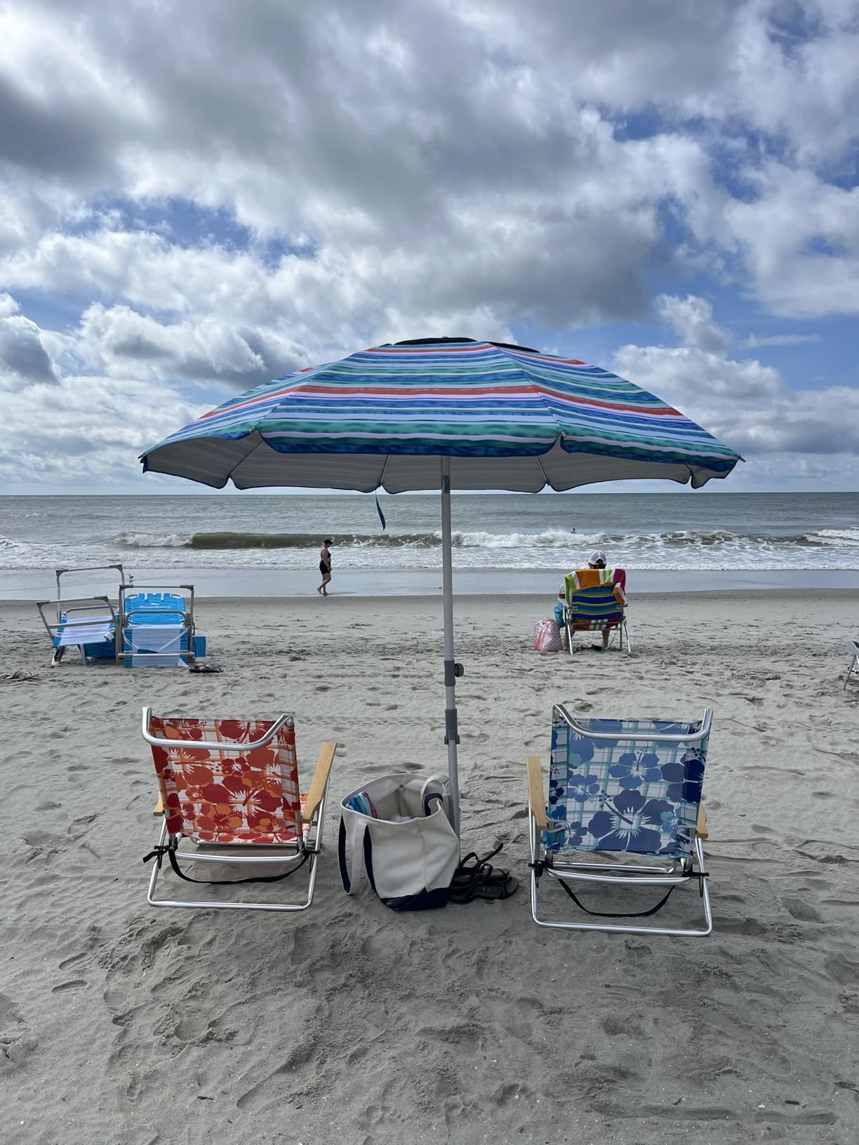 Blissun 7.2' Beach Umbrella with Sand Anchor, Outdoor Portable Beach Umbrella for Sand with Tilt Pole, Carry Bag, Air Vent customer photo 2