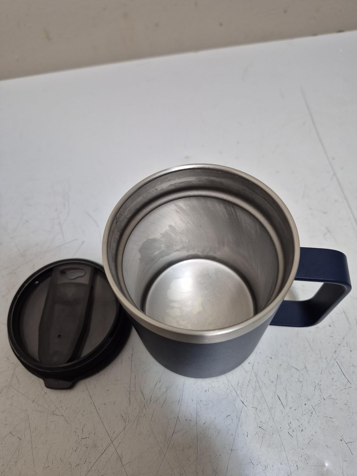 12 oz Insulated Travel Coffee Mug with Handle, Navy customer photo 2