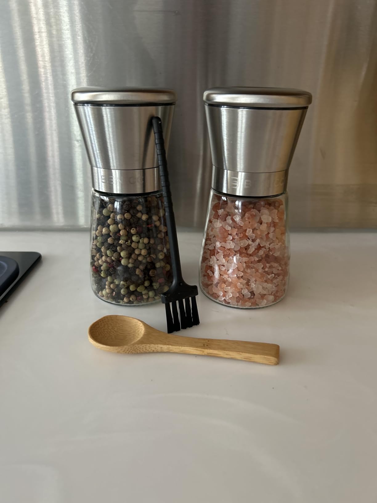 Manual Salt and Pepper Grinder Set of 2, 5 oz Refillable Ceramic Mills customer photo 1