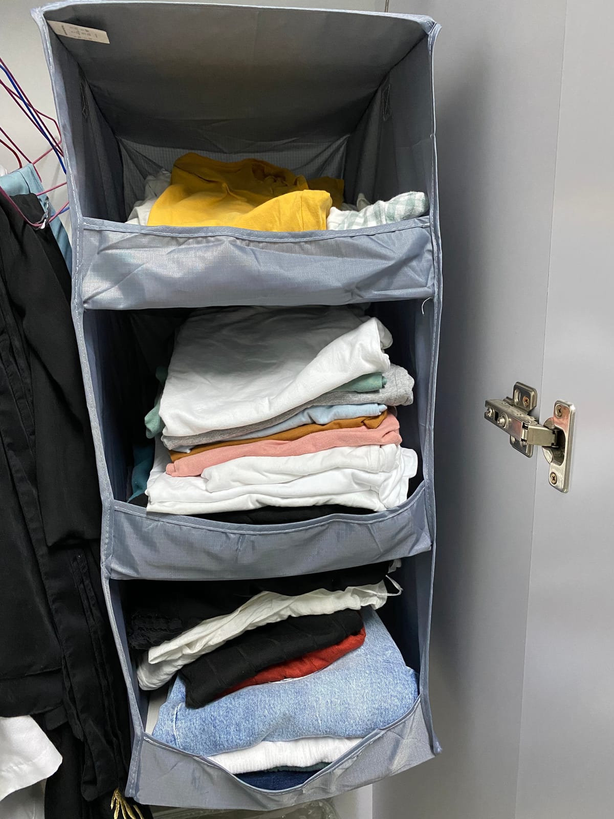 GRANNY SAYS 3-Shelf Hanging Closet Organizer, Foldable Storage, Gray customer photo 2