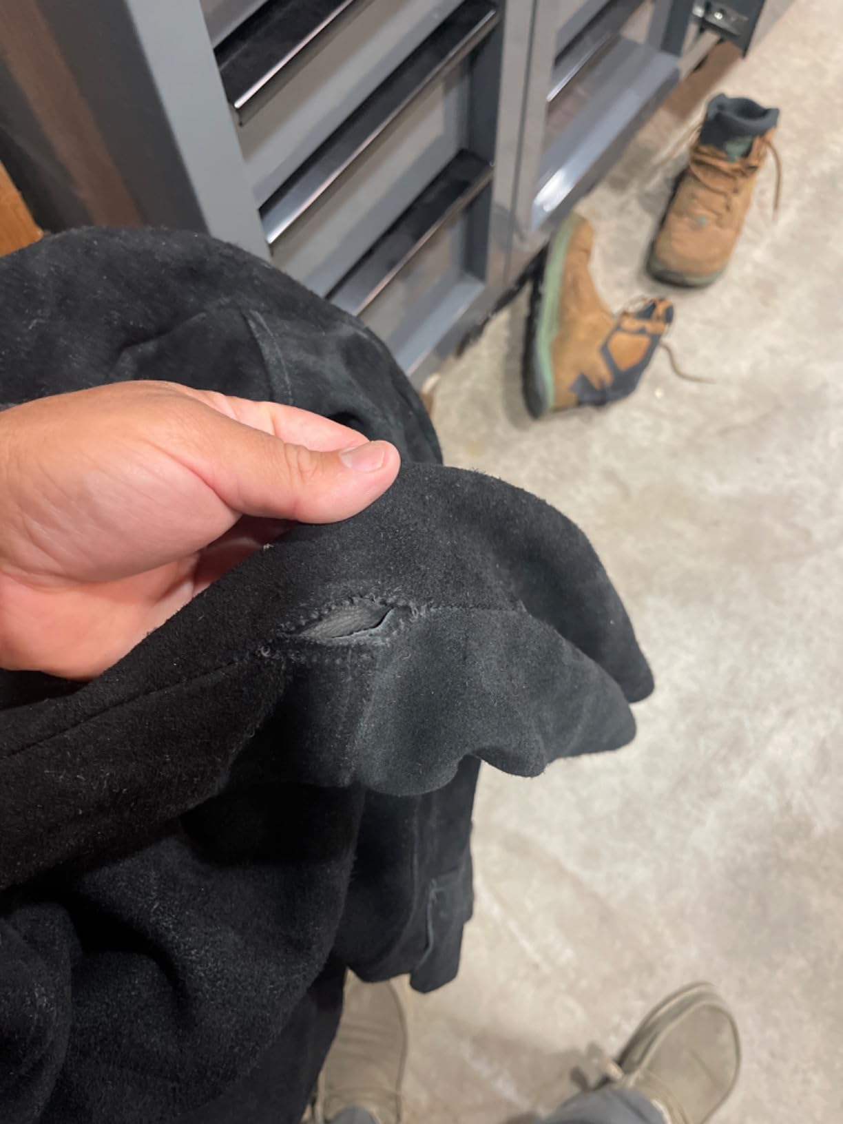 Black Leather Welding Jacket, Heavy Duty FR Split Cowhide Leather Work Safety Jackets, Welder Jackets for Men & Women customer photo 2