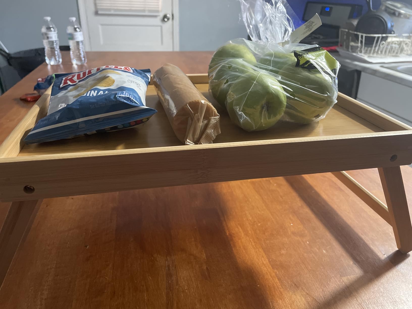 Bamboo Bed Tray Table with Foldable Legs, Breakfast Tray for Sofa, Bed, Eating, Working, Used As Laptop Desk Snack Tray by Pipishell customer photo 1