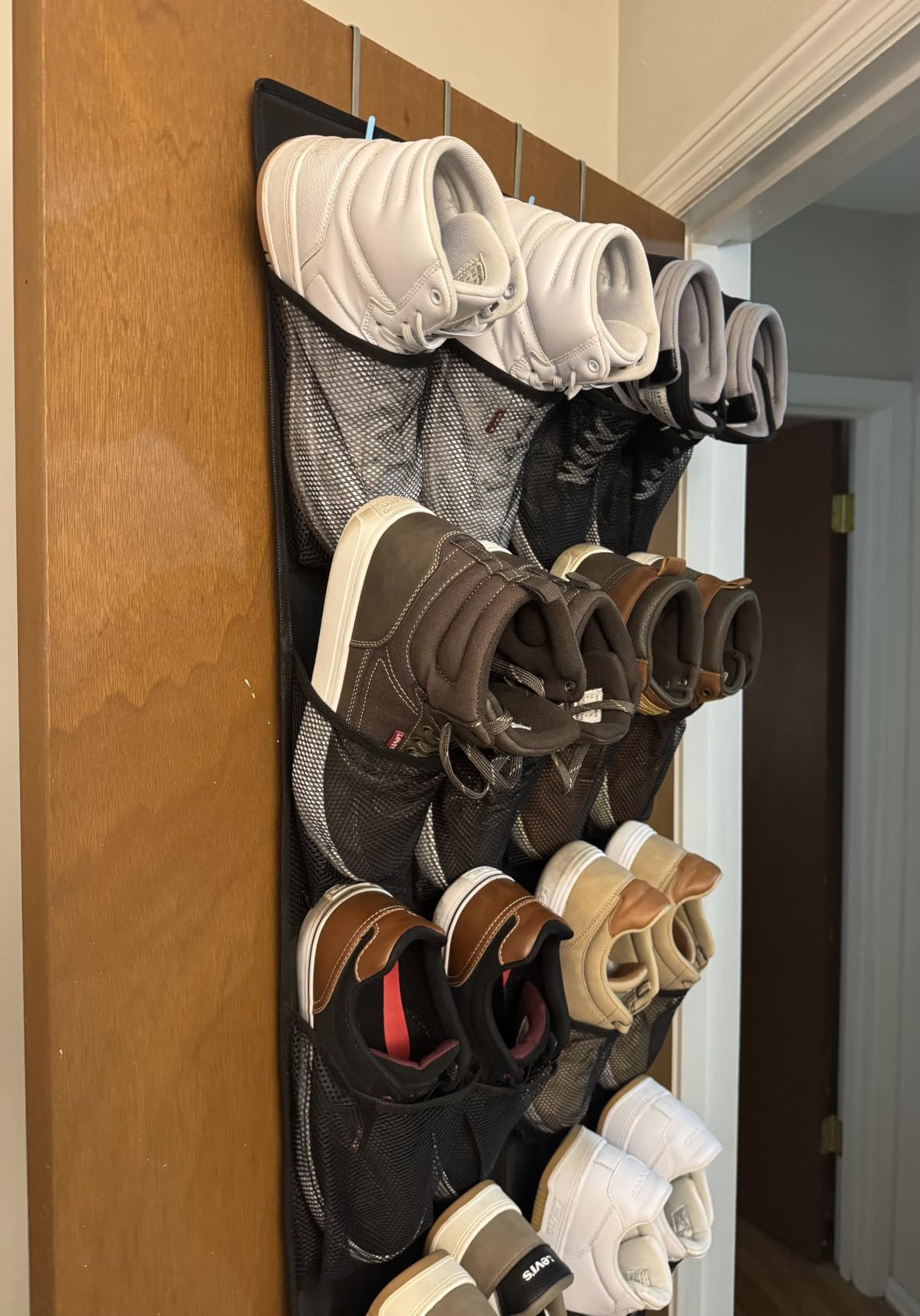GORILLA GRIP Over the Door Shoe Organizer, 24 Large Pockets, Black customer photo 1