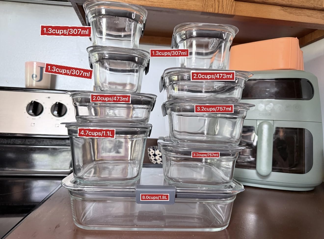 Rubbermaid Brilliance Glass Food Storage Containers, 3.2 Cup, Set of 4, BPA-Free, Leak-Proof, Clear customer photo 2
