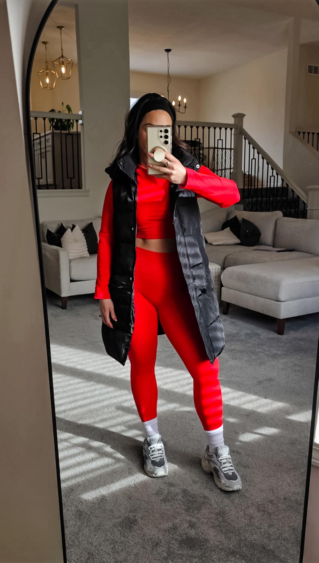 Tanming Women's Long Puffer Vest with Removable Hood customer photo 2