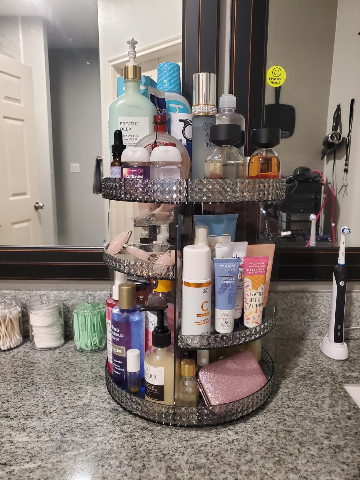 Awenia Makeup Organizer 360-Degree Rotating, Adjustable Makeup Storage, 7 Layers Large Capacity Cosmetic Storage Unit, Fits Different Types of Cosmetics and Accessories, Plus Size(Gray) customer photo 2