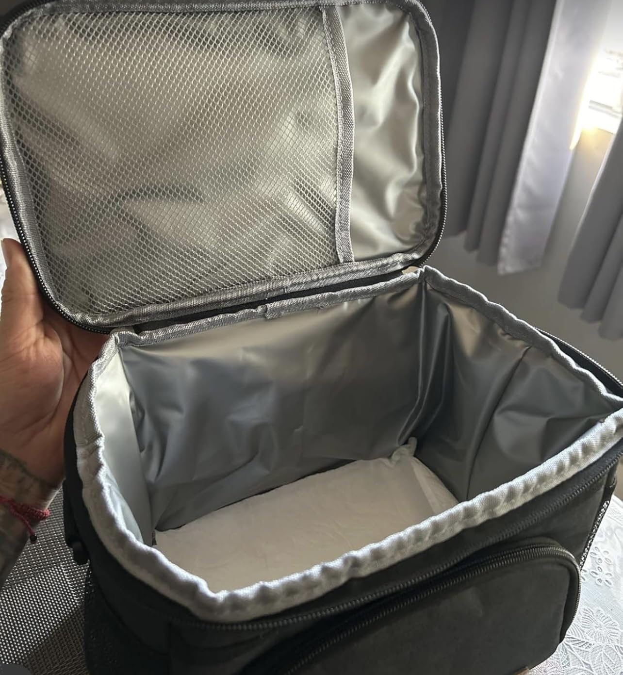 ExtraCharm Insulated Lunch Bag for Women/Men - Reusable Lunch Box for Office Picnic Hiking Beach - Leakproof Cooler Tote Bag Organizer with Adjustable Shoulder Strap for Adults - Black customer photo 1