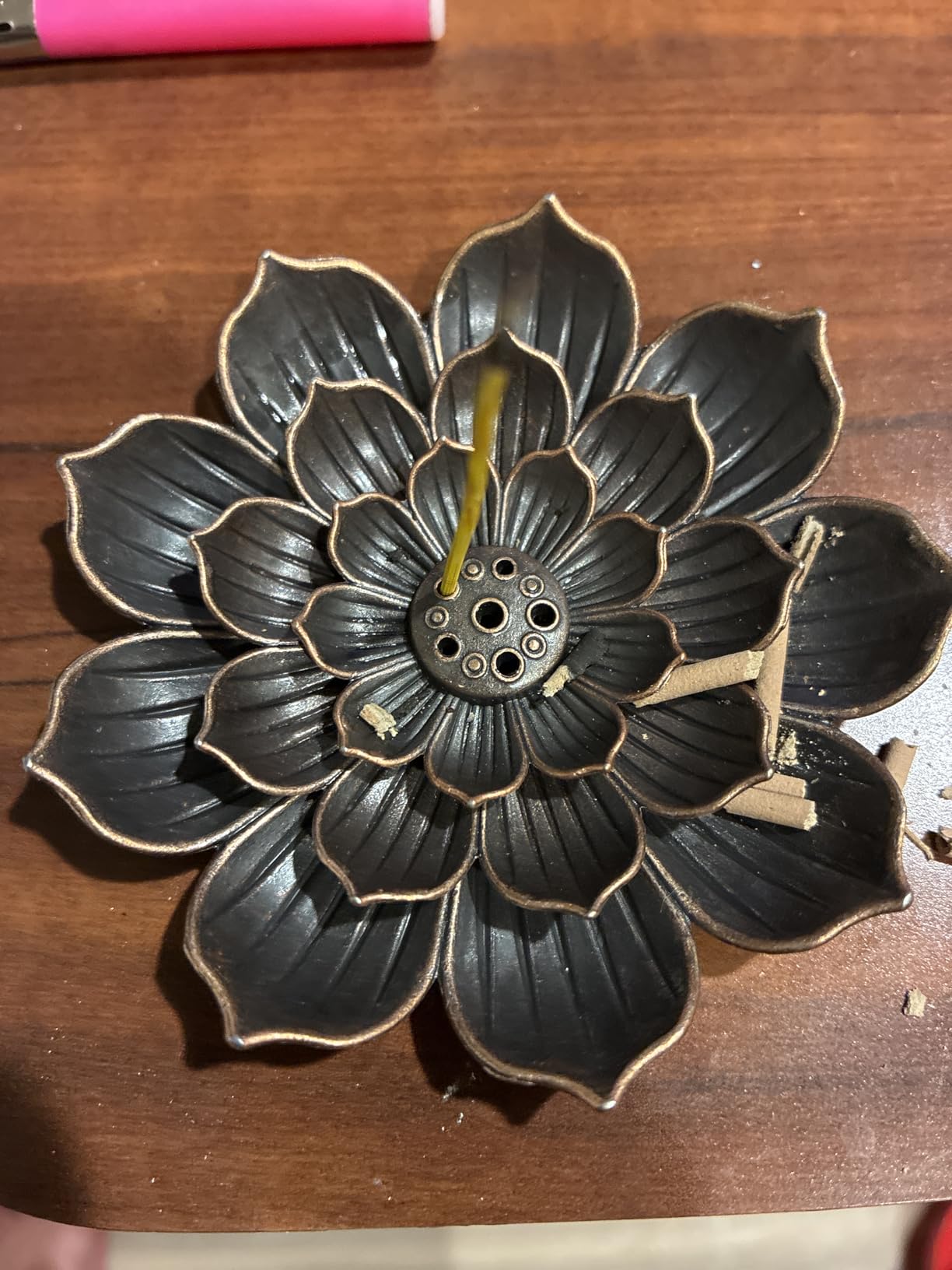 GARMOLY Incense Burner, Incense Holder for Sticks, Brass Lotus Incense Stick Holder and Detachable Ash Catcher customer photo 1