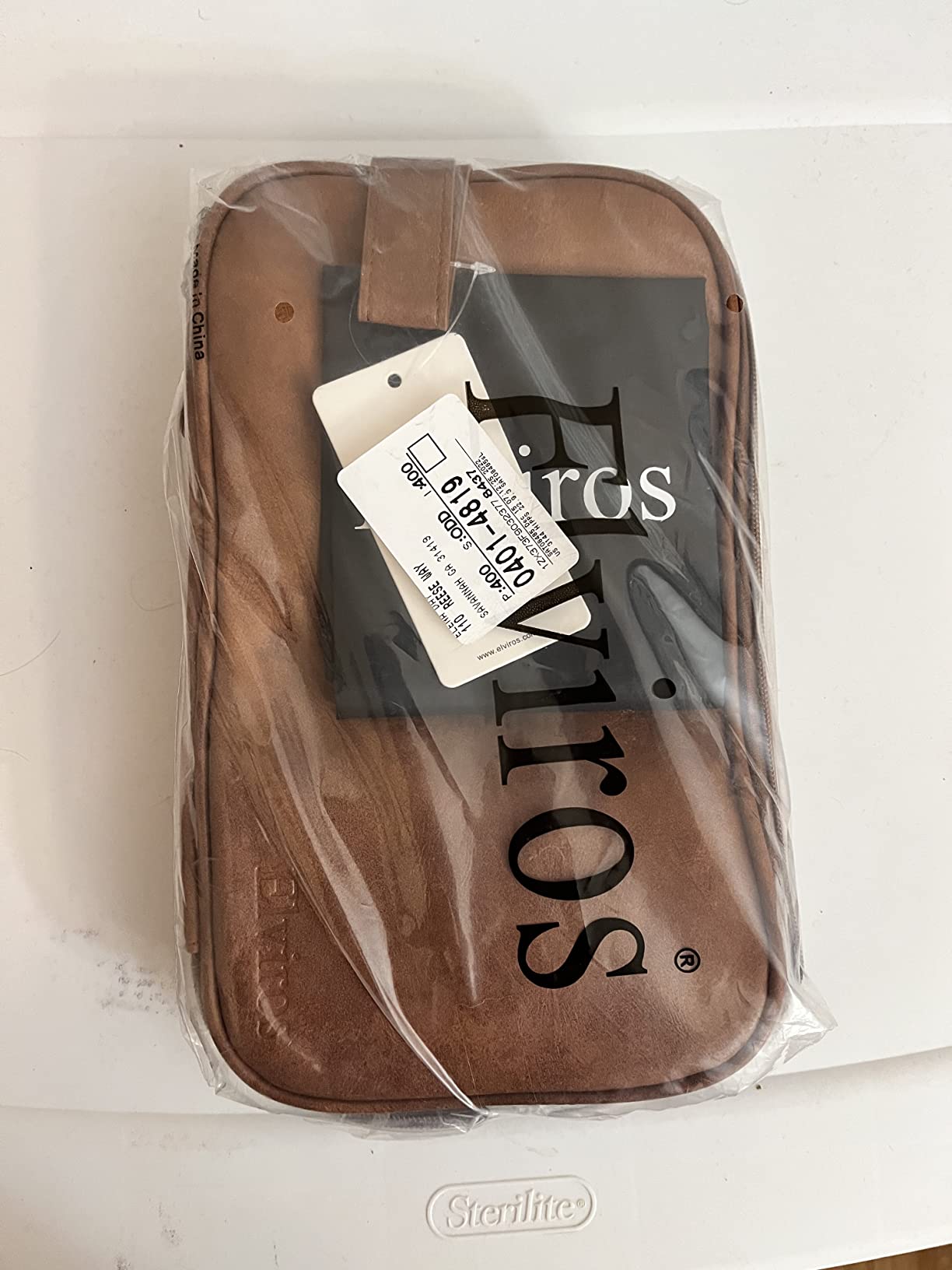 Elviros Travel Toiletry Bag for Men PU Leather Dopp Kit (Small, Brown) customer photo 2