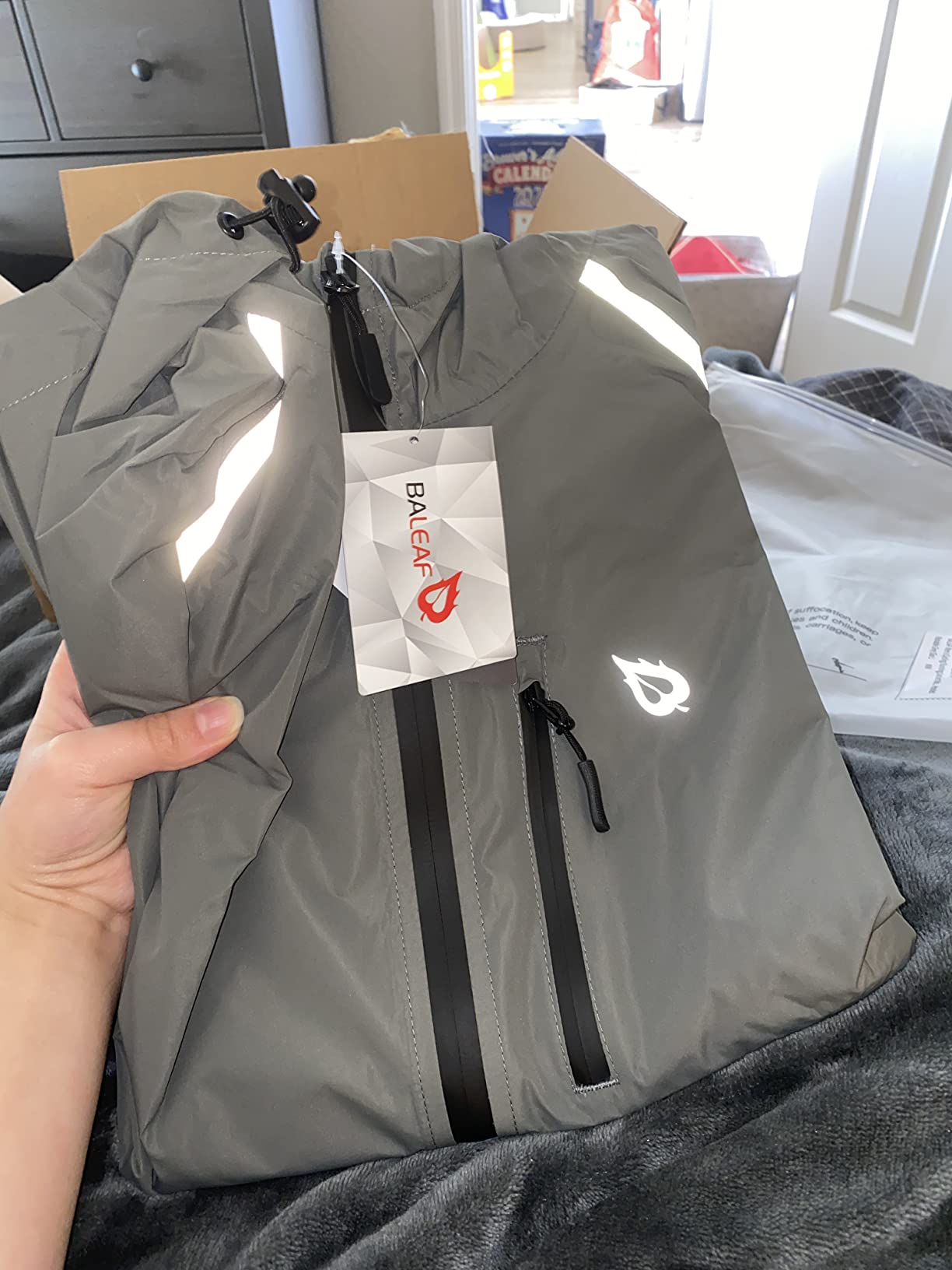baleaf Men's Rain Jacket Waterproof Hood Lightweight Reflective Packable customer photo 2