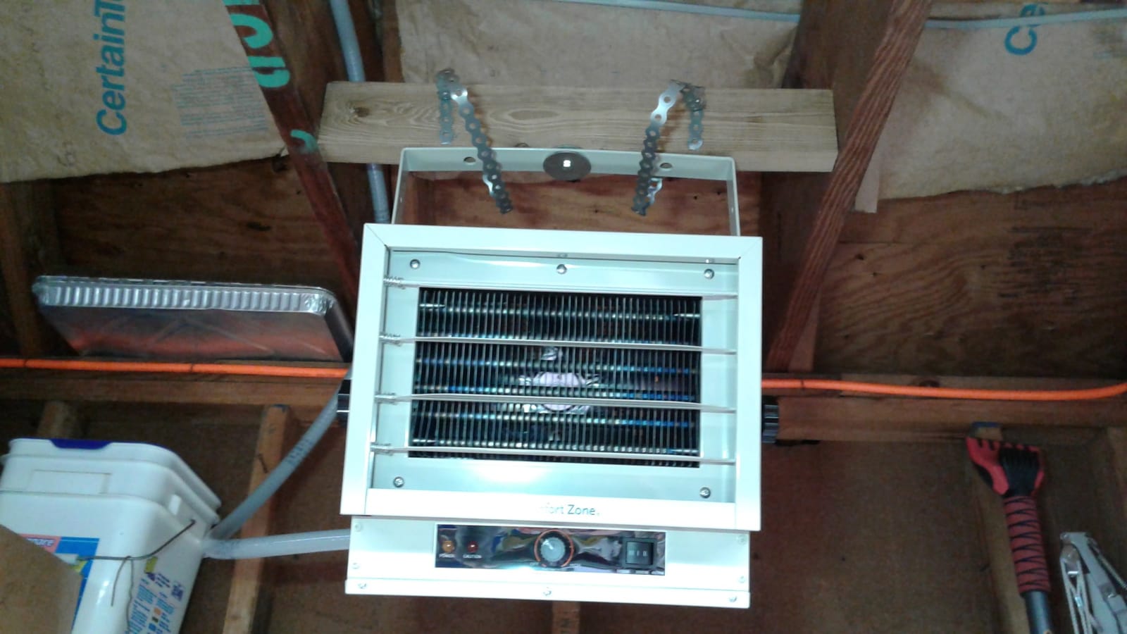 Comfort Zone Hard-Wired Ceiling Mount Garage Electric Space Heater, Fan-Forced, 5,000 watt, 240 volt, Overheat Protection, Thermal Cut-Out Switch, Ideal for Workshop & Garage, ETL Compliant, CZ220BK | 240V hardwired commercial heater offers 3 heat settings (3,000, 4,000, 5,000W) for garages and workshops. customer photo 1