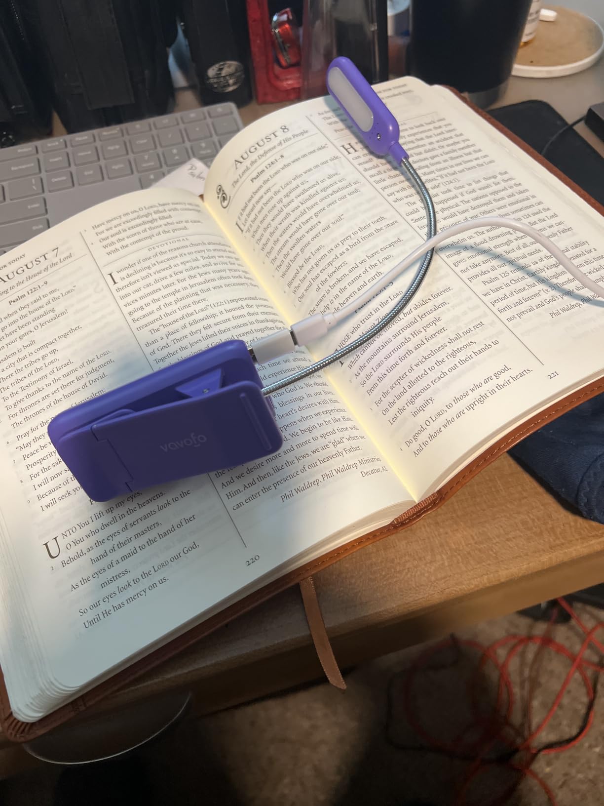 VAVOFO Clip On Book Light for Bed Kids, 7 LED Reading Light with 9-Level Warm Cool White Daylight, Eye Care Lamp with Power Indicator for Bookworms (Blue) customer photo 1
