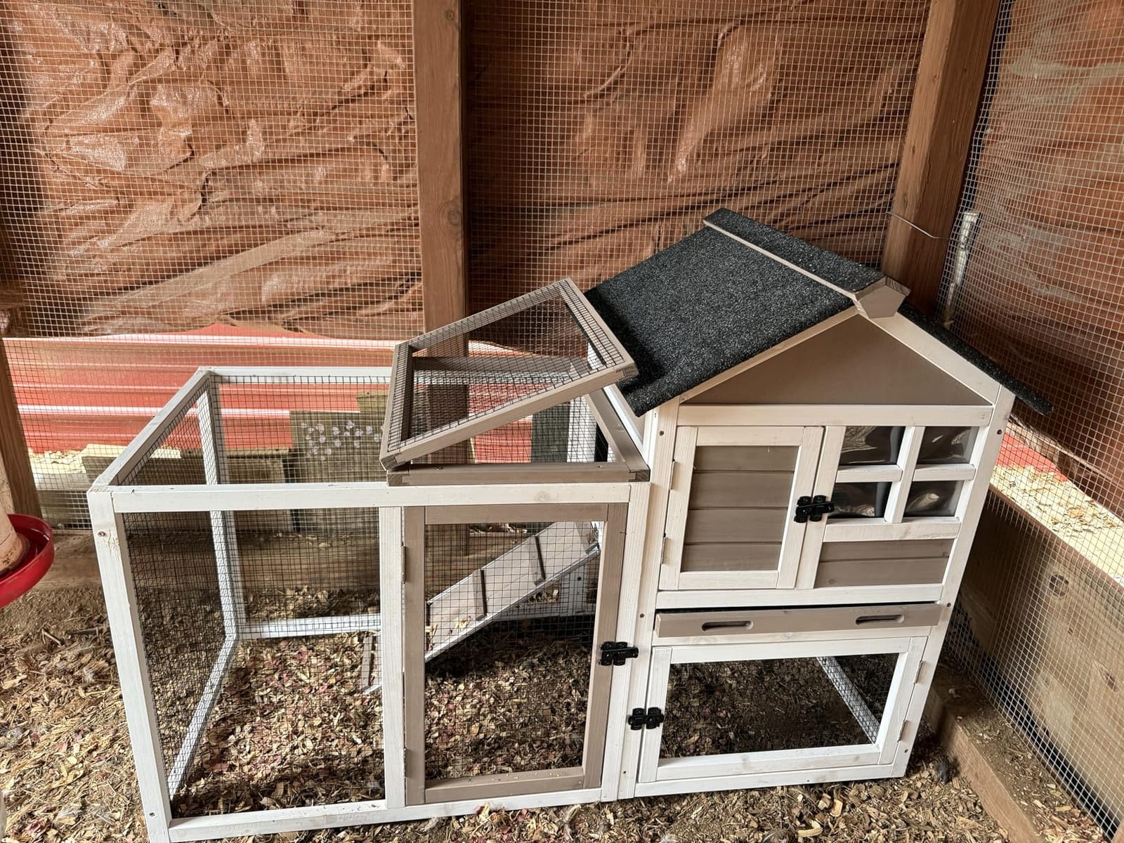 Aivituvin Rabbit Hutch Indoor Outdoor 51.6''L Chicken Coop Bunny Cage with Run,Guinea Pig House Pull Out Upper Tray (51.6
