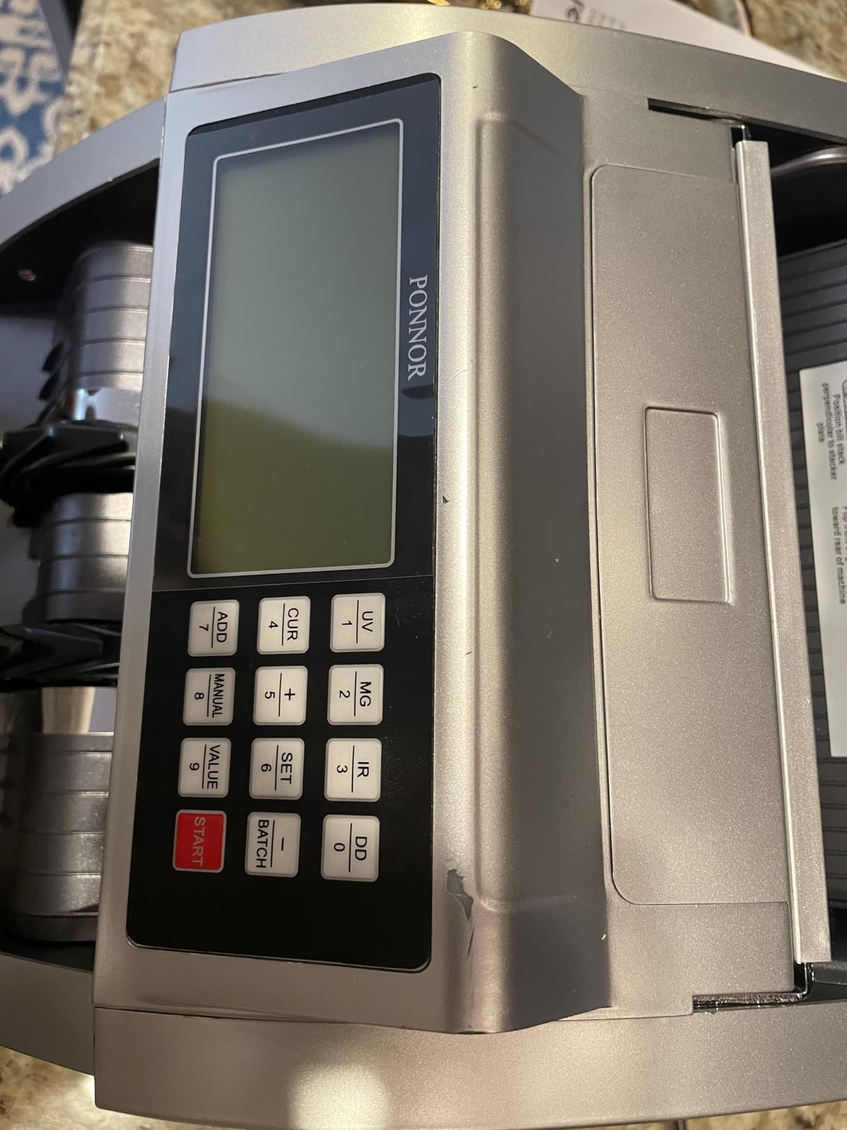 PONNOR Money Counter Machine with Value Bill Count, Cash Counter for Dollar, Euro with UV/MG/IR/DD/DBL/HLF/CHN Counterfeit Detection, Add/Bat/Value Mode Bill Counting Machine with Large LCD Display customer photo 1