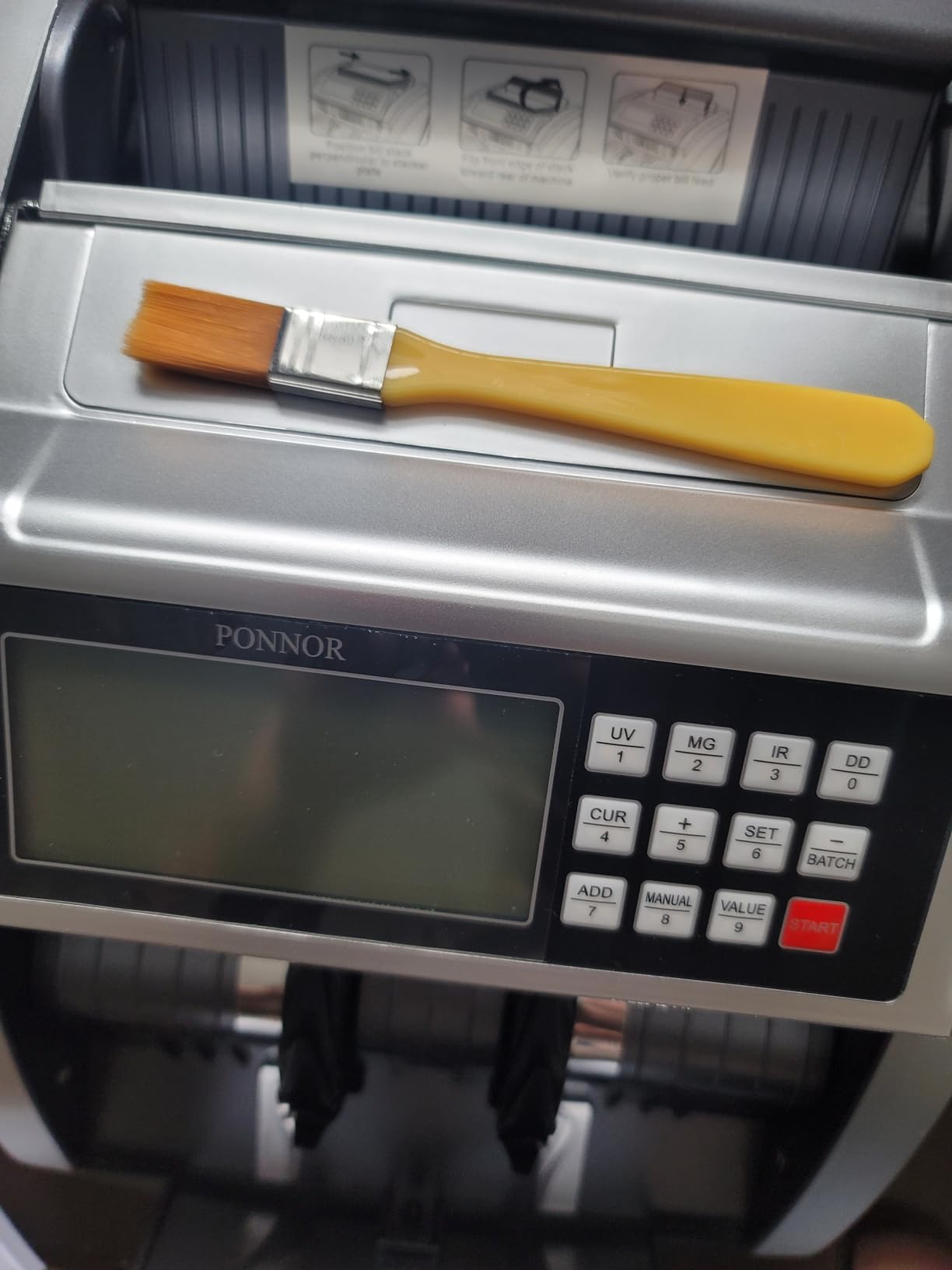 PONNOR Money Counter Machine with Value Bill Count, Cash Counter for Dollar, Euro with UV/MG/IR/DD/DBL/HLF/CHN Counterfeit Detection, Add/Bat/Value Mode Bill Counting Machine with Large LCD Display customer photo 2