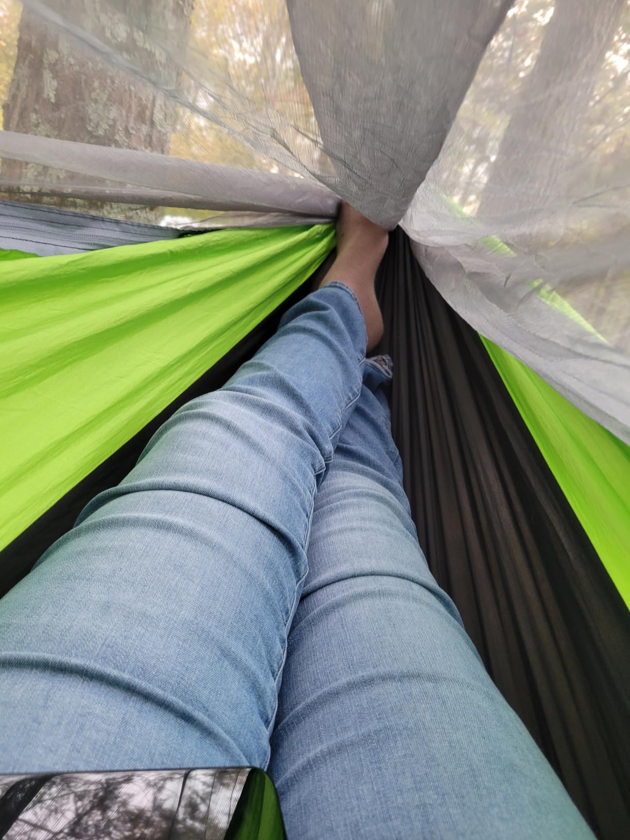 Camping Hammock with Net,Portable Lightweight Double Hammocks with Tree Straps and Solid D-Shape Hanging Hooks,Parachute Nylon Hammock for Backpacking Beach Backyard Patio Hiking customer photo 1