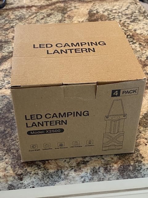 LETMY 4 Pack Camping Lantern, Rechargeable LED Lanterns, Solar Lantern Battery Powered Hurricane Lanterns Flashlight with 3 Powered Ways & USB Cable for Emergency, Power Outage, Hurricane Supplies customer photo 1