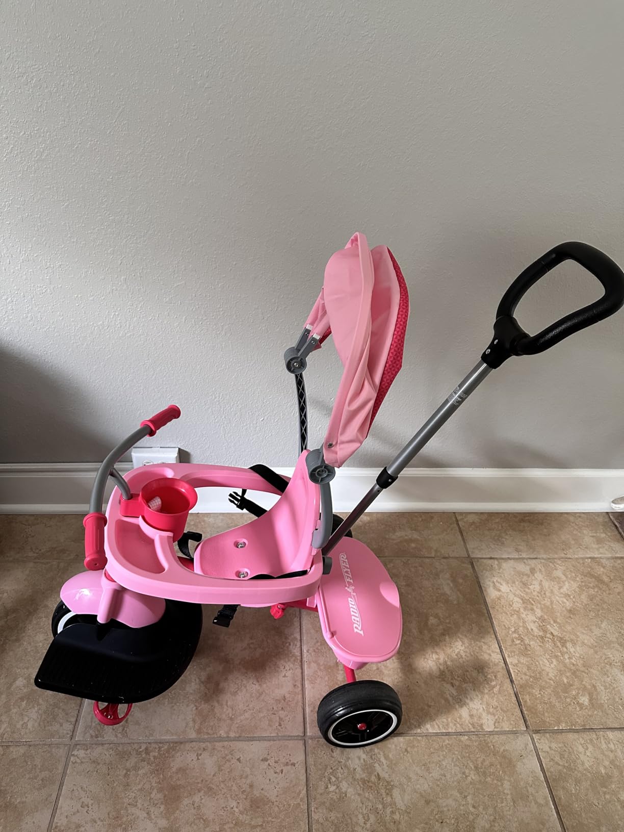 Radio Flyer 4-in-1 Pedal & Push Stroll ’N Trike, Ages 1-5, UV Canopy, Red customer photo 2