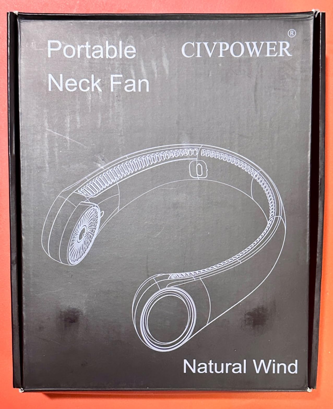 CIVPOWER Neck Fan: Portable Personal Neck Cooling Rechargeable Bladeless Fan - Hands Free 3 Speed 4000 mAh Battery USB Operated Wearable Headphone Design - Gift for Men Women Outdoor (Black) customer photo 2