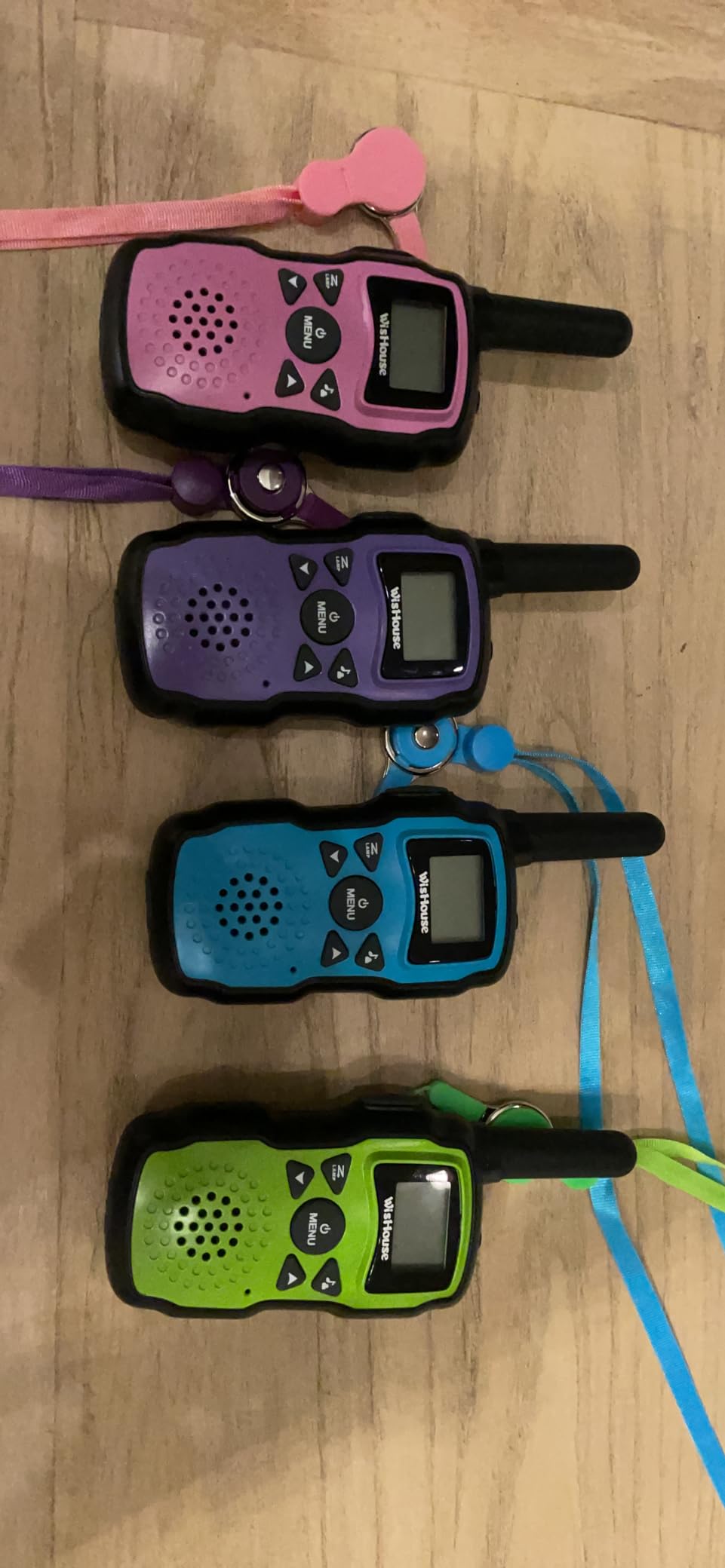 Wishouse Walkie Talkies for Kids Rechargeable with USB Charger 6000mAh Battery,Outdoor Camping Games with Flashlight Lanyard,Toys for Girls,Halloween Xmas Birthday Gift for Children 2 Pack Pink Purple customer photo 1