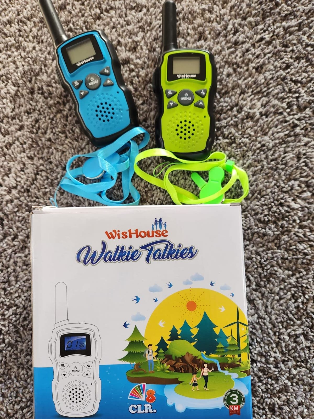 Wishouse Walkie Talkies for Kids Rechargeable with USB Charger 6000mAh Battery,Outdoor Camping Games with Flashlight Lanyard,Toys for Girls,Halloween Xmas Birthday Gift for Children 2 Pack Pink Purple customer photo 2