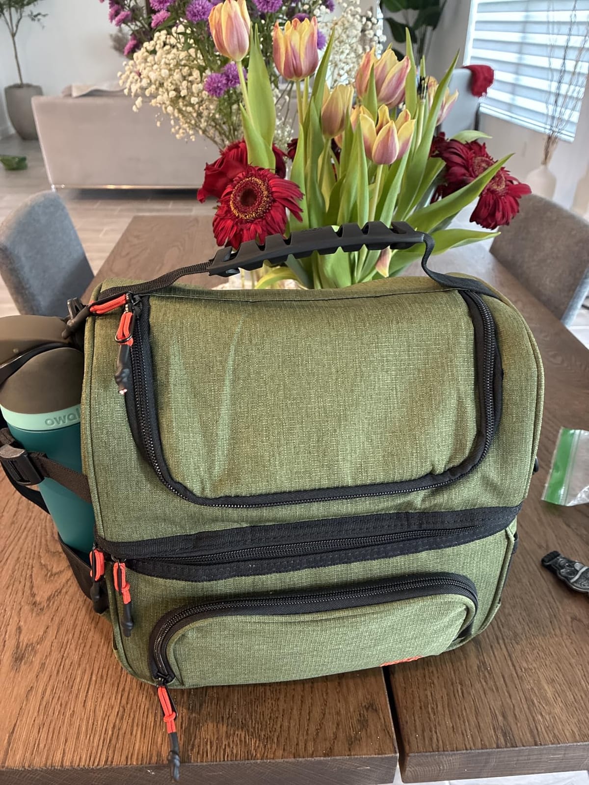 MIER Lunch Box for Men Dual Compartment Adult Lunch Bag for Work Army Green customer photo 1