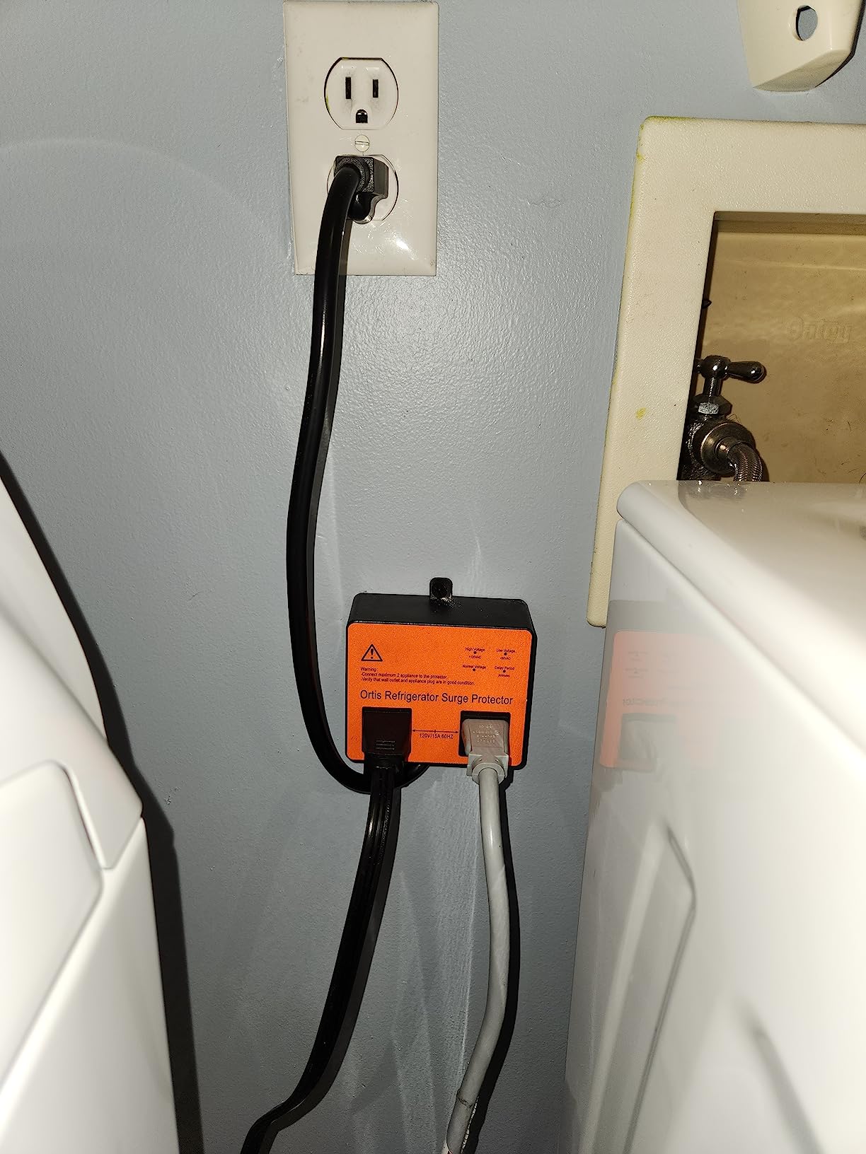 Refrigerator Surge Protector, Ortis Double Outlet Voltage Protector for Home Appliances with Time Delay, Protects Against Brownout, Spike, Instant Surge All Voltage Abnormalities, black customer photo 2