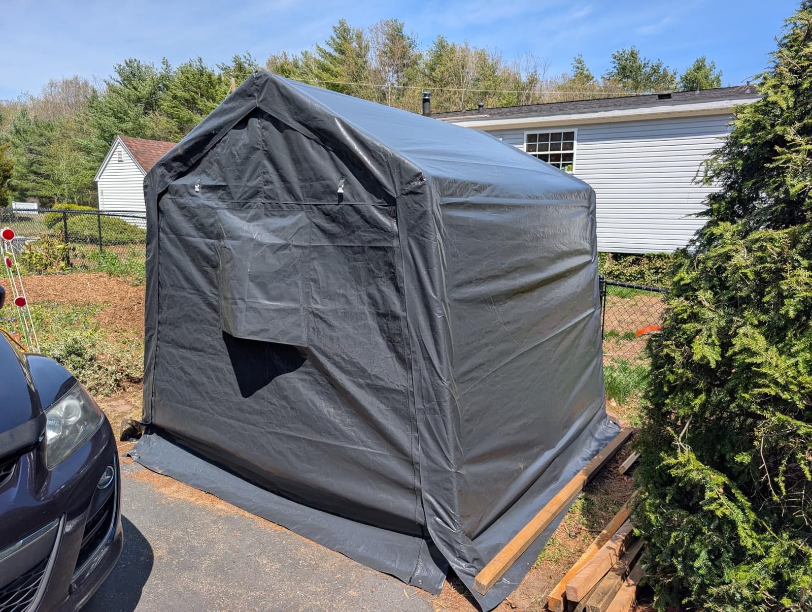 ADVANCE OUTDOOR 7x12 ft 2 Roll up Doors & Vents Outdoor Portable Storage Shelter Garage Tent Carport for Motorcycle ATV with Heavy Duty Metal Frame and Anti-UV Snow Resistant Waterproof Cover, Gray customer photo 1