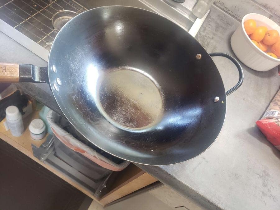 Babish 14 Inch Carbon Steel Wok Pan, Flat Bottom Stir Fry Pan, Induction customer photo 1