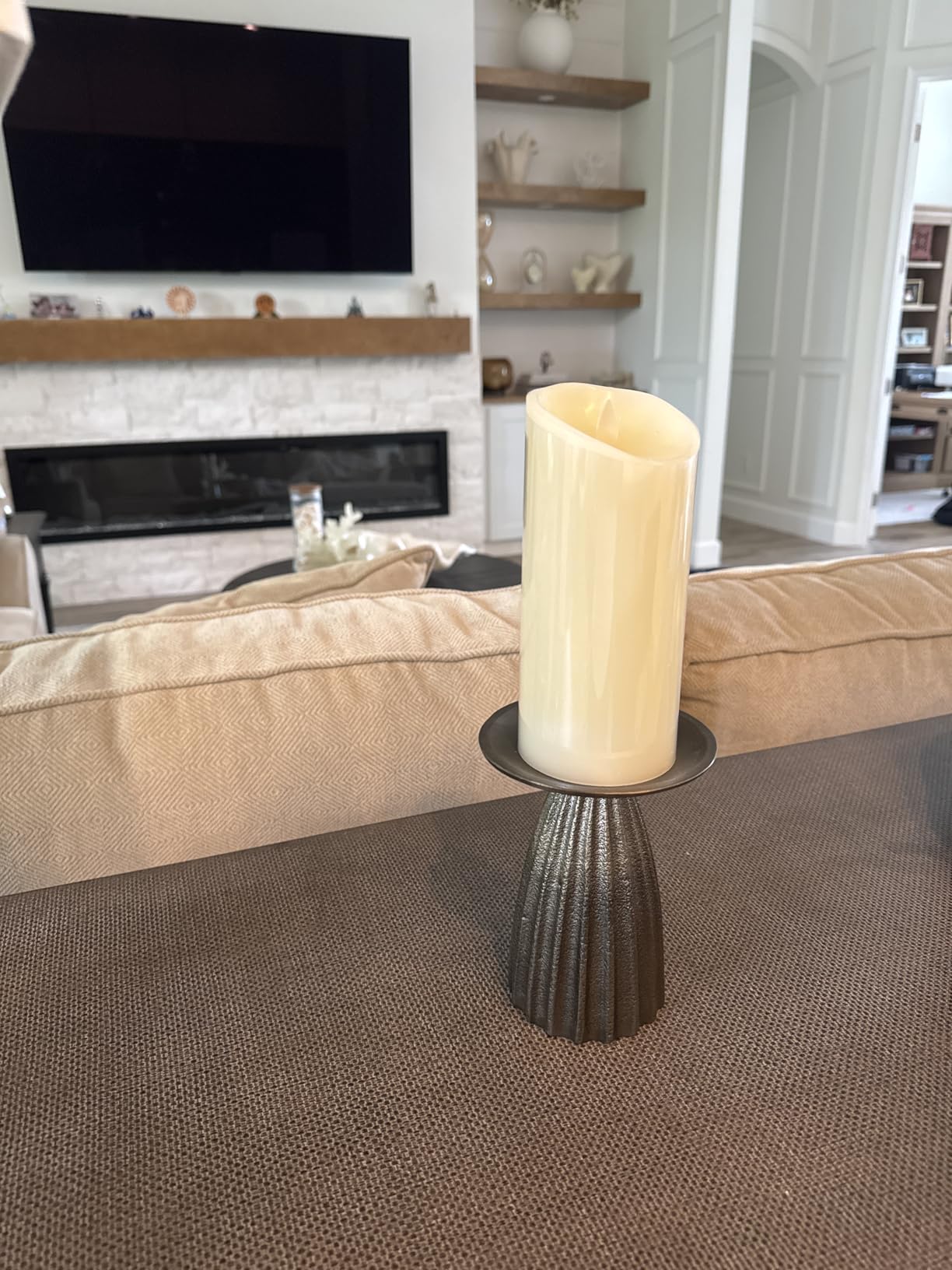 Luminara Flameless LED Battery Operated Ivory Pillar Candle, Flickering Realistic Moving Flame, 3