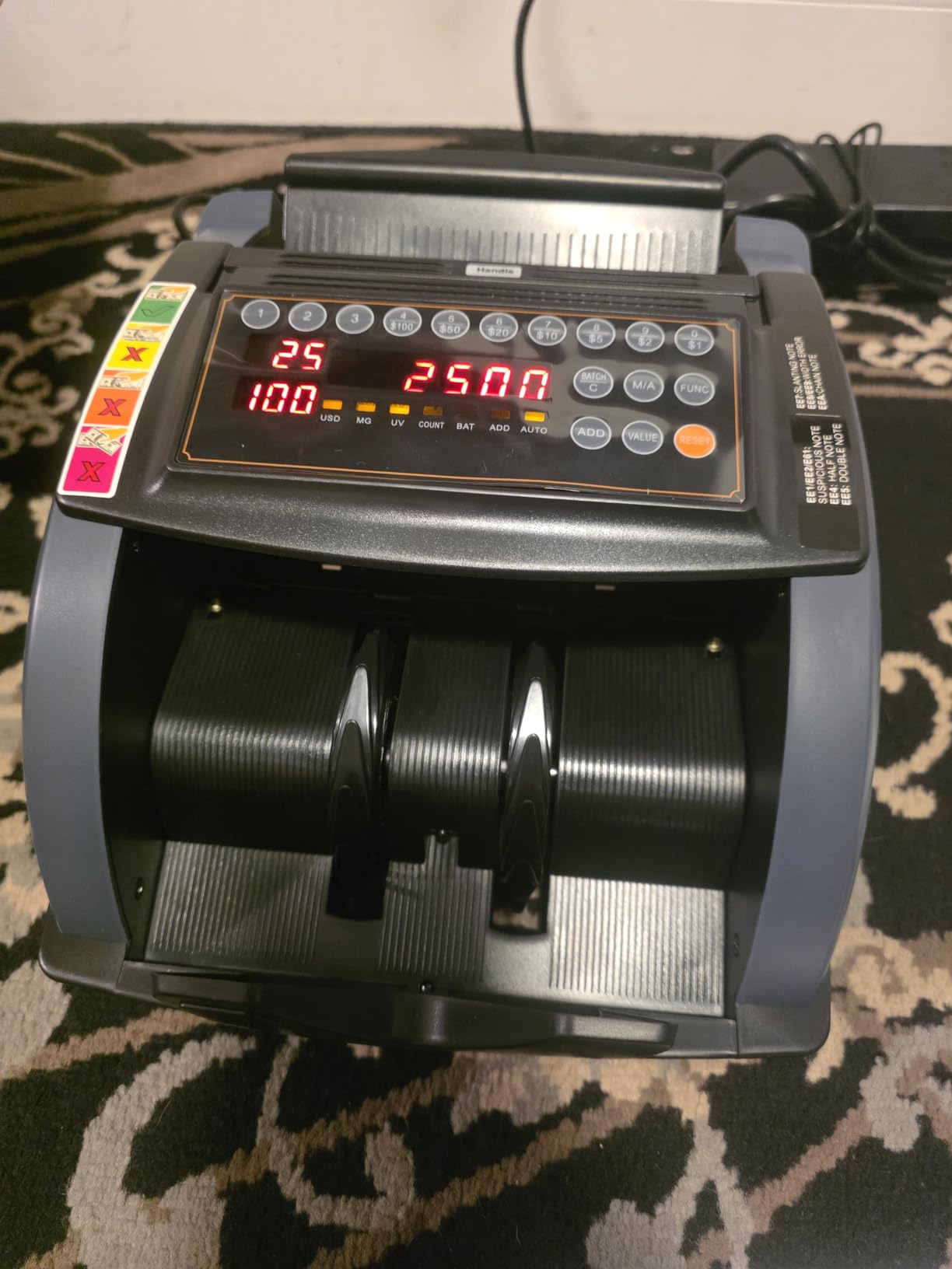 Aneken Money Counter with Value Count, UV/MG/IR/MT/DD Counterfeit Bill Detection for USD EUR with Count/Add/Batch/Auto/Manual Modes, Cash Counter with External LCD Display for Small Business & Office customer photo 1