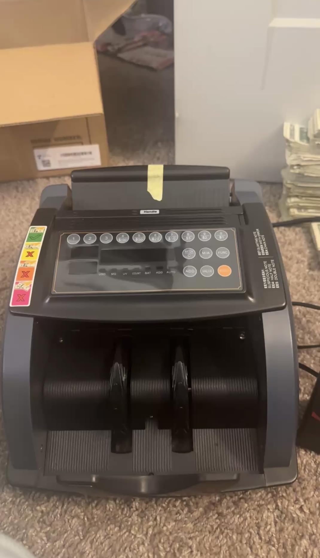 Aneken Money Counter with Value Count, UV/MG/IR/MT/DD Counterfeit Bill Detection for USD EUR with Count/Add/Batch/Auto/Manual Modes, Cash Counter with External LCD Display for Small Business & Office customer photo 2