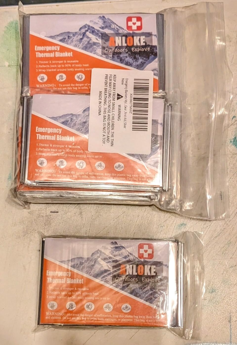 ANLOKE Emergency Blankets Mylar Thermal Blanket,(10 Pack) of Gigantic Space Blanket 84 * 64 in. Survival Blankets Heavy Duty Camping Gear,First Aid customer photo 1