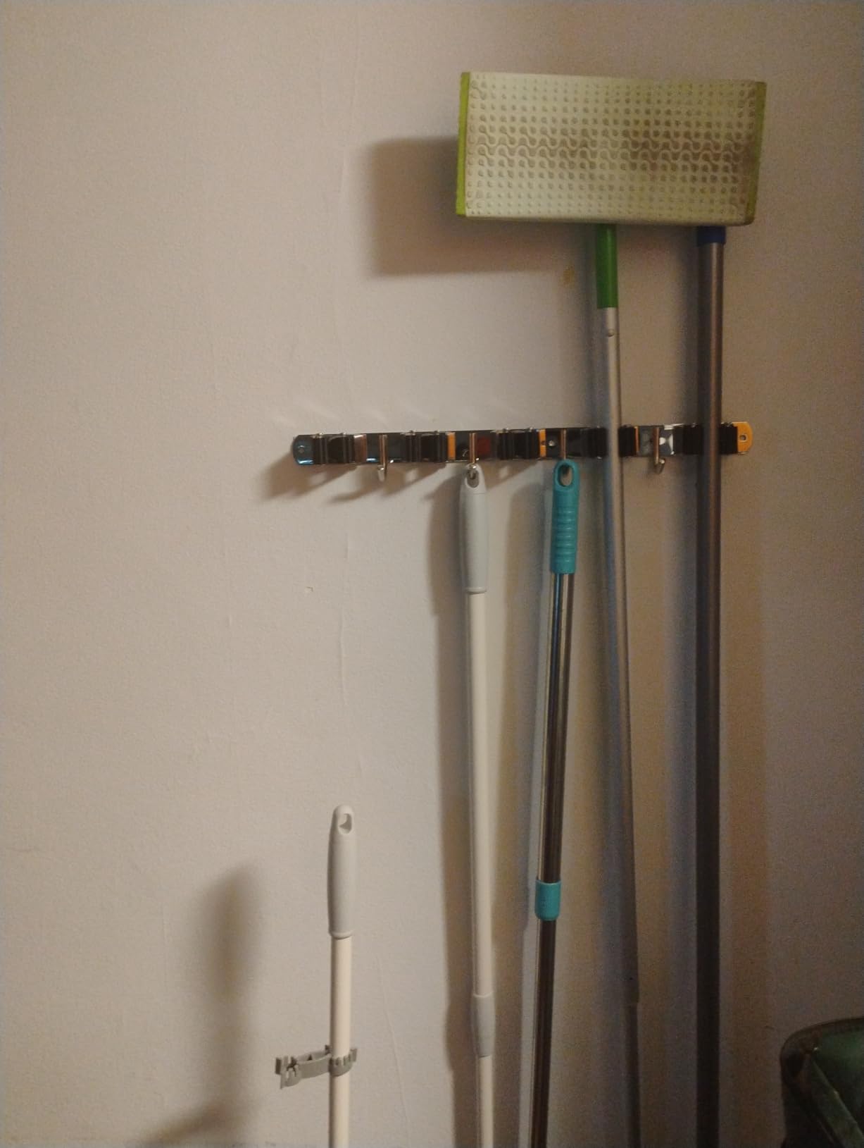 AceMining Broom Holder Wall Mount, 5 Racks 4 Hooks Heavy Duty Mop Organizer customer photo 1