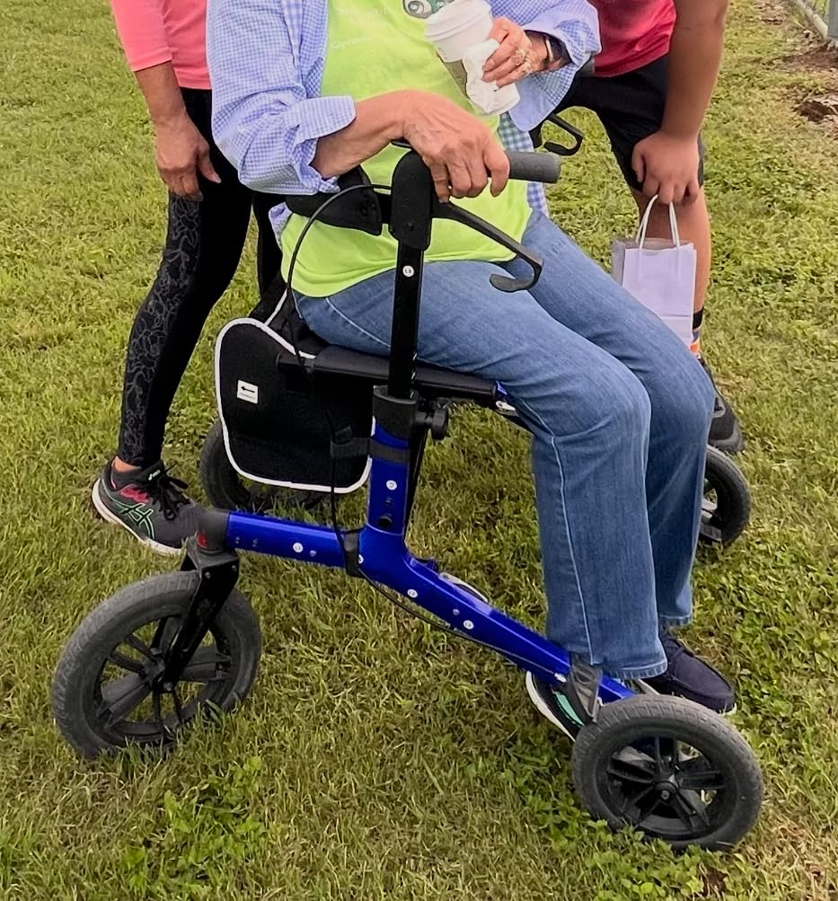 ELENKER All-Terrain Rollator Walker with Non-Pneumatic Tire 12” Front Wheels, Compact Folding Design for Seniors, Red customer photo 1